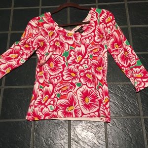 Linx bright floral rayon blend stretch blouse M